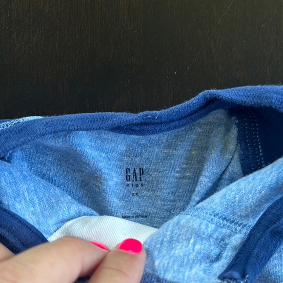 GAP Long Sleeve Blue Tee with Sporty Stripes - Picture 2 of 2